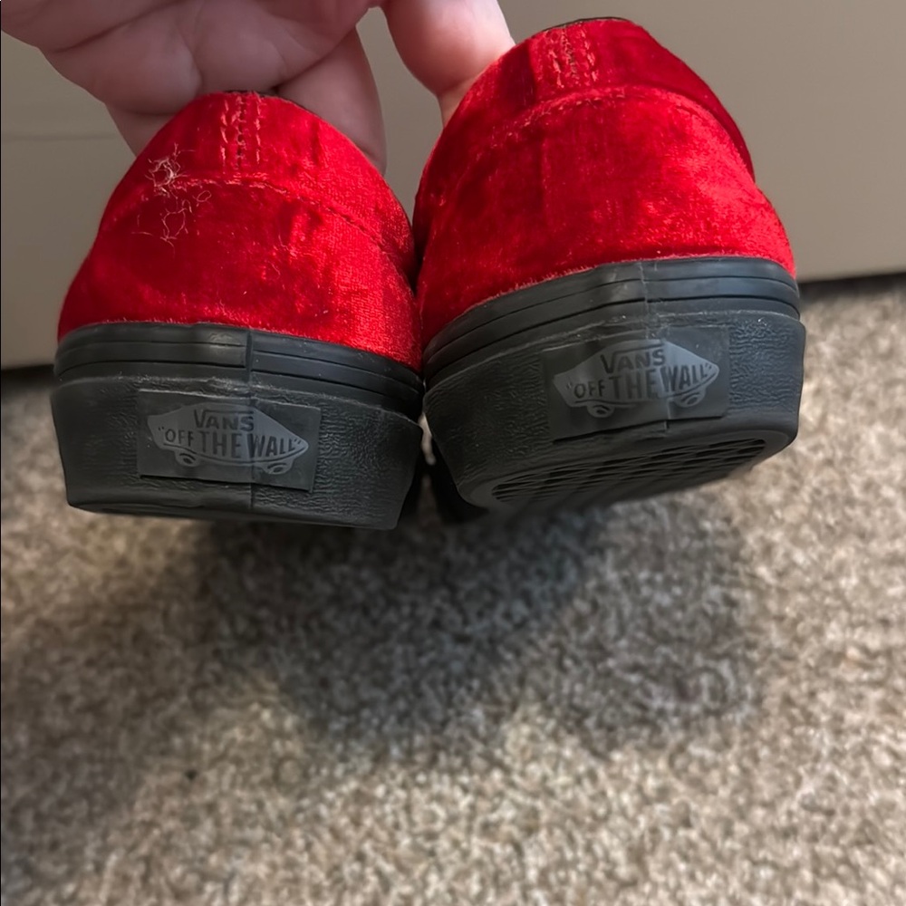 Vans Red Velvet Slip-On Sneakers - Picture 3 of 3